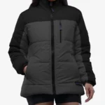 Womens Dual Tone Black And Gray Puffer Jacket