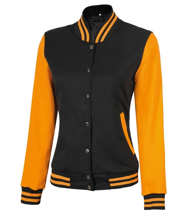 Womens Yellow And Black Varsity Jacket