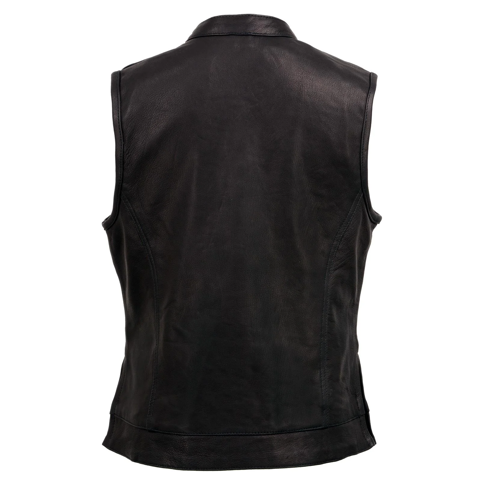 Women Black Motorcycle Club Leather Vest