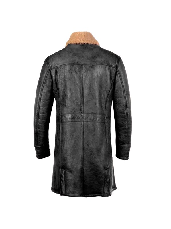 Mens Black Lambskin Shearling Leather Coat