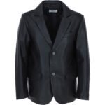 Mens Classic Black Leather Blazer