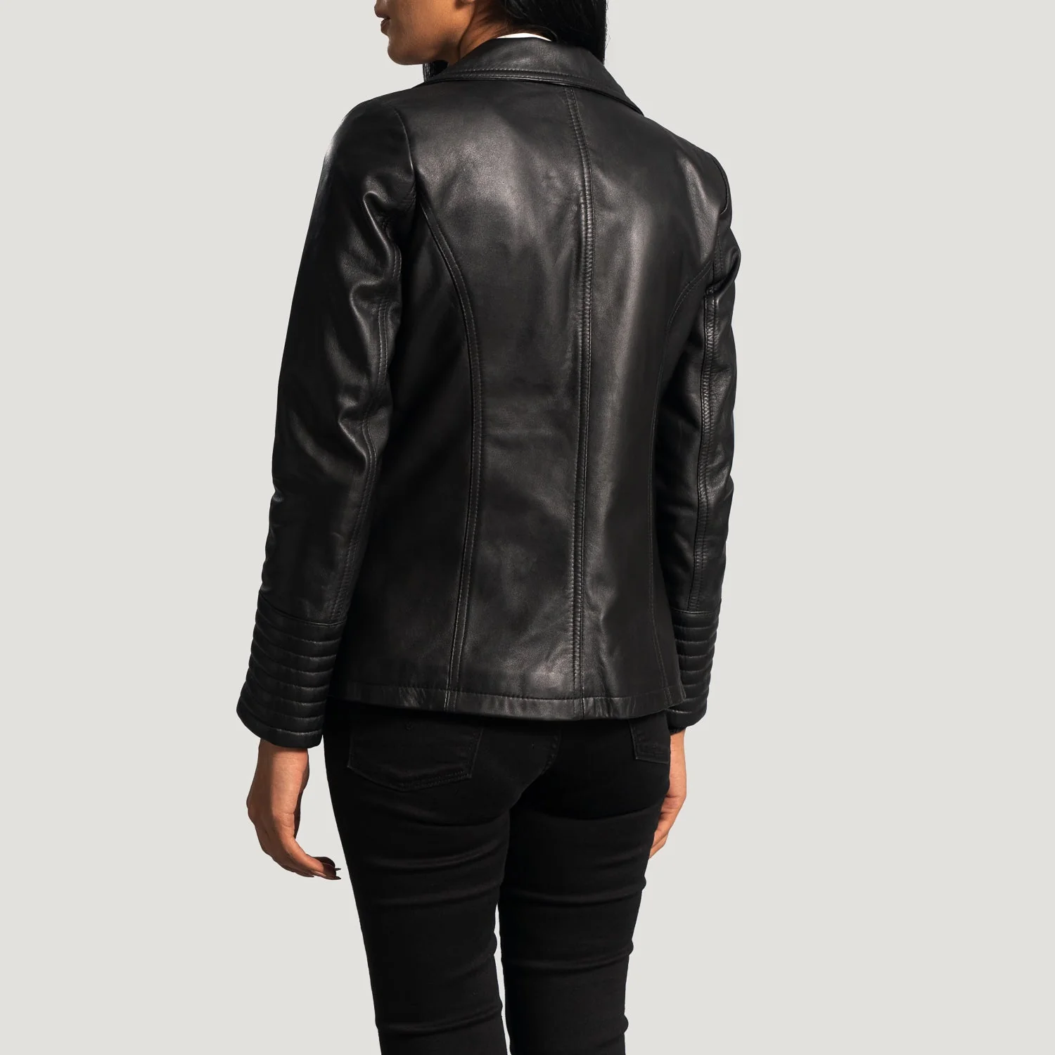 Womens Selina Black Leather Blazer