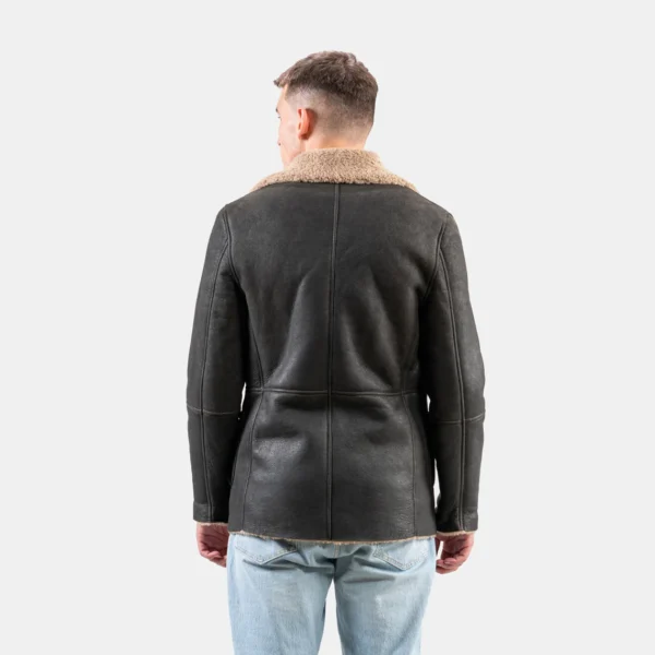 Mens Black Sheepskin Shearling Leather Coat