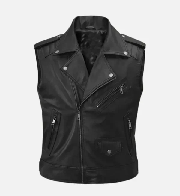 Men Road Sovereign Black Leather Vest