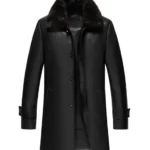 Men Delta Black Shearling Leather Coat