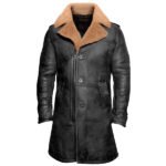 Mens Black Lambskin Shearling Leather Coat