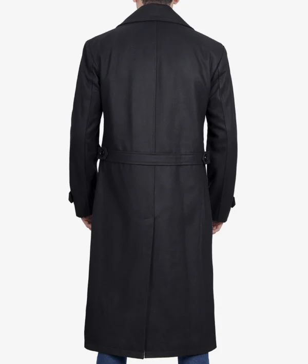 Mens Black Double Breasted Wool Peacoat
