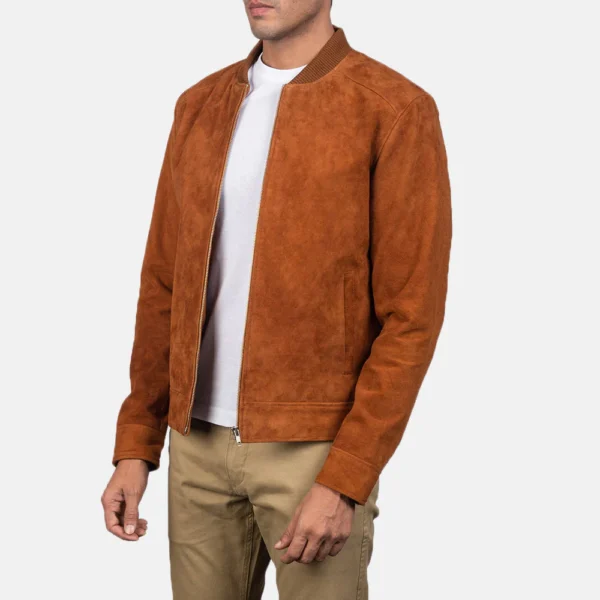 Men Blain Brown Suede Bomber Jacket