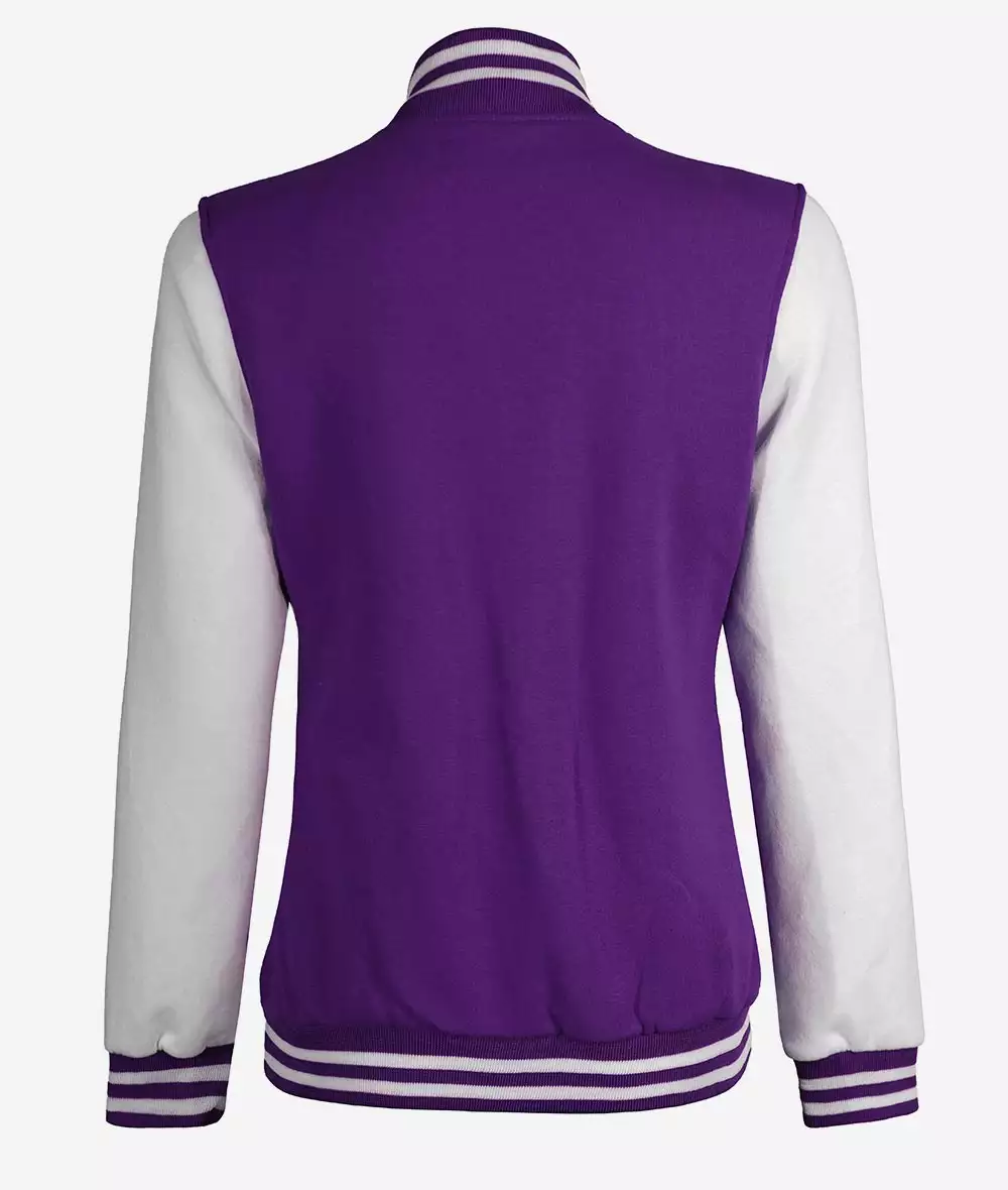 Womens Purple And White Varsity Jacket