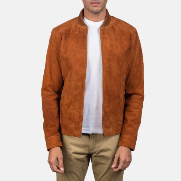 Men Blain Brown Suede Bomber Jacket