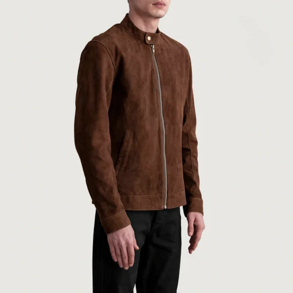 Men Zen Brown Suede Biker Jacket