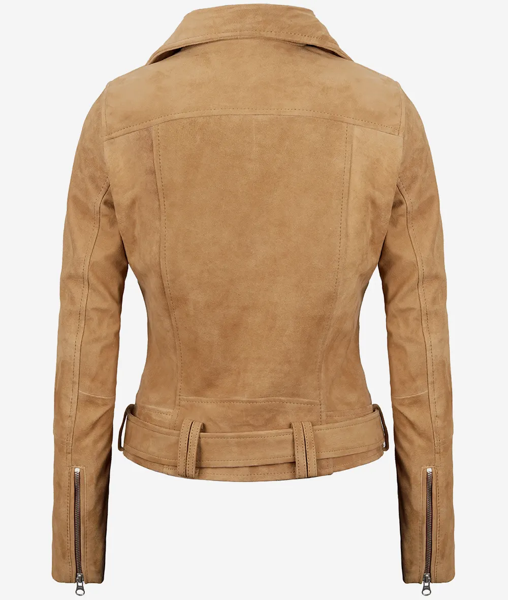 Womens Brown Suede Moto Jacket