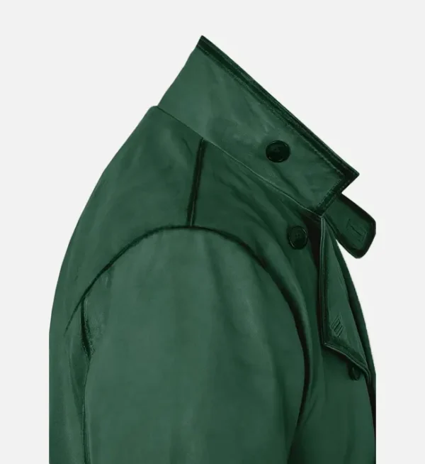 Men Royal Flying Green Burnished Leather Coat