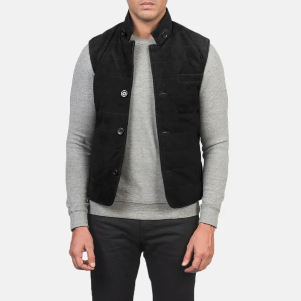 Mens Tony Black Suede Vest