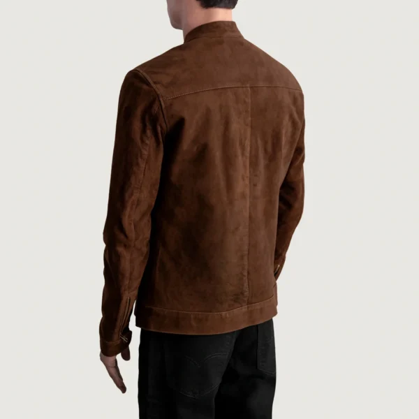 Men Zen Brown Suede Biker Jacket