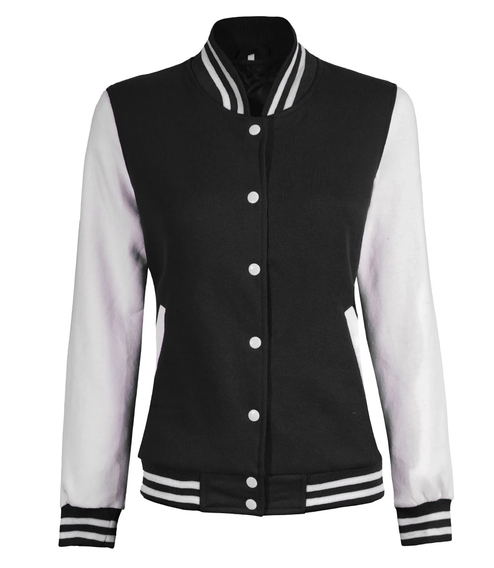 Women Black And White Varsity Jacket