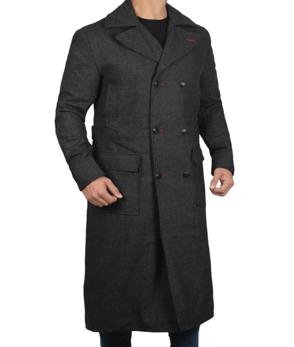 Mens Double Breasted Gray Wool Coat