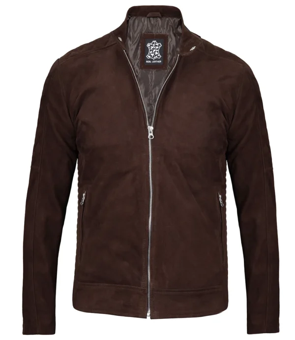 Men Classic Dark Brown Suede Jacket