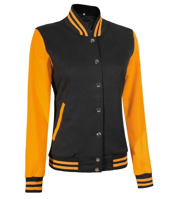 Womens Yellow And Black Varsity Jacket