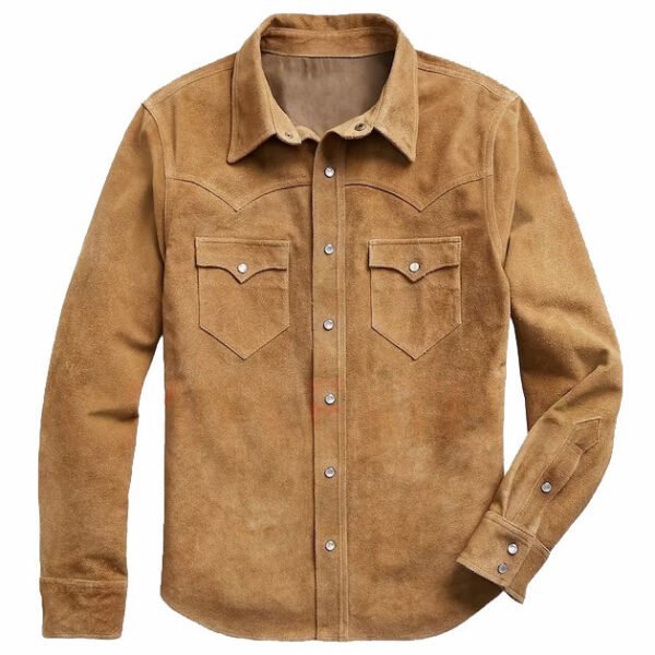 Mens Cowboy Suede Leather Trucker Jacket