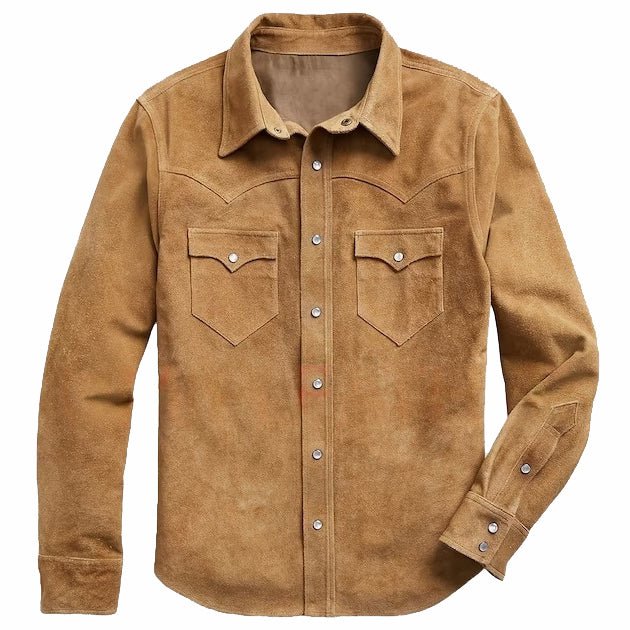 Mens Cowboy Suede Leather Trucker Jacket
