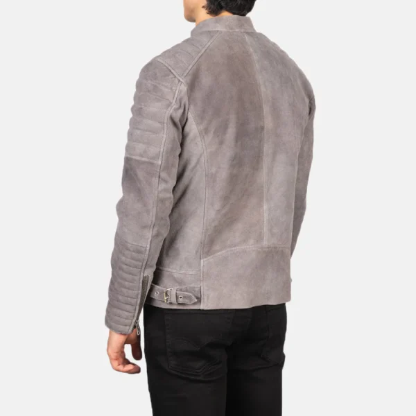 Men Damian Grey Suede Biker Jacket