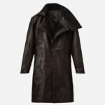 Men Dark Brown Leather Long Coat