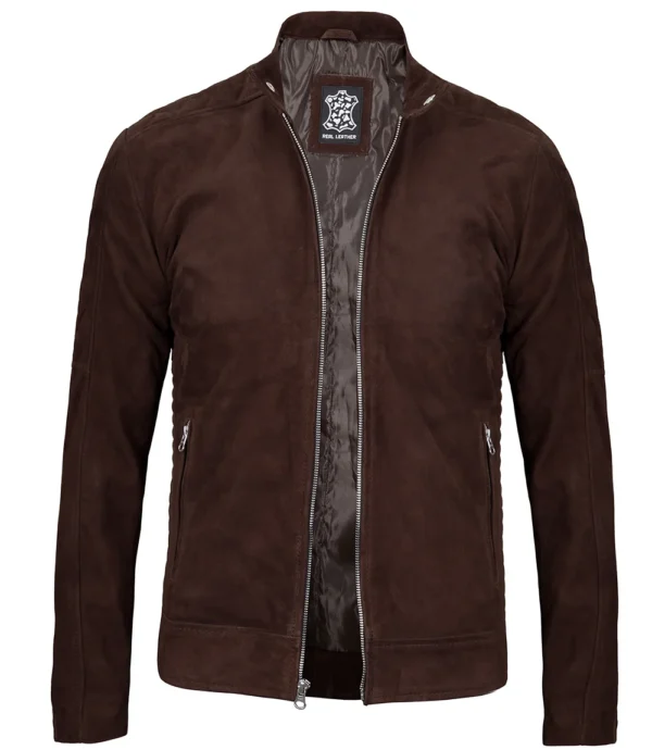 Men Classic Dark Brown Suede Jacket