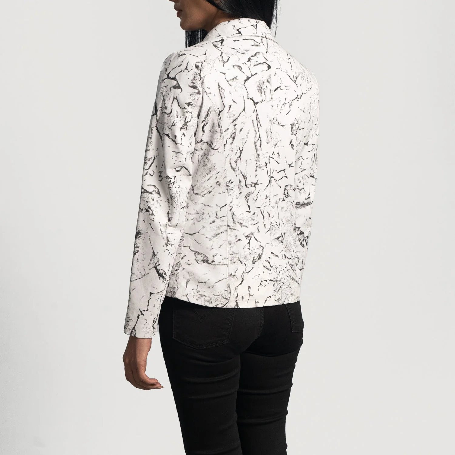 Womens Donna Blake White Leather Blazer