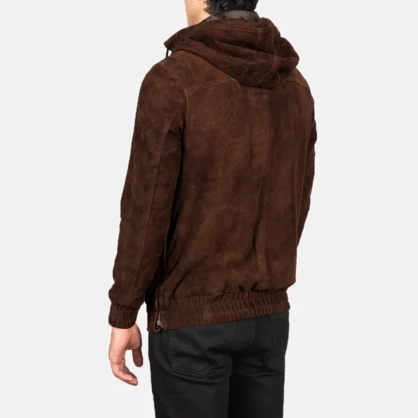 Men Kenton Hooded Mocha Suede Jacket