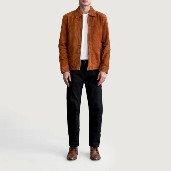 Men Inferno Brown Suede Leather Jacket