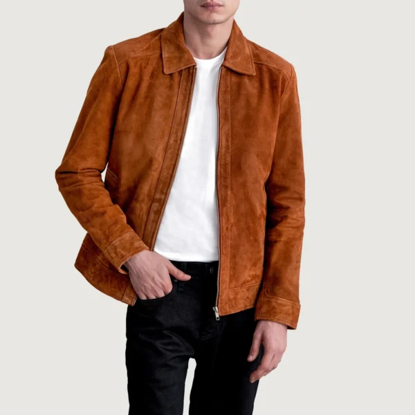Men Inferno Brown Suede Leather Jacket