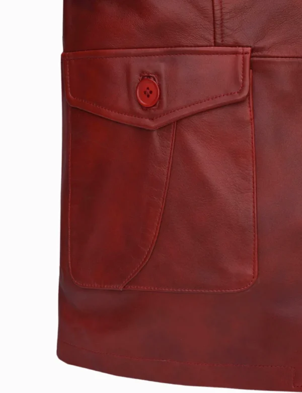 Mens Bold Vintage Red Leather Blazer
