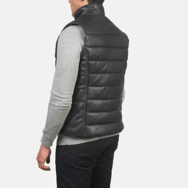 Mens-black-leather-puffer-vest