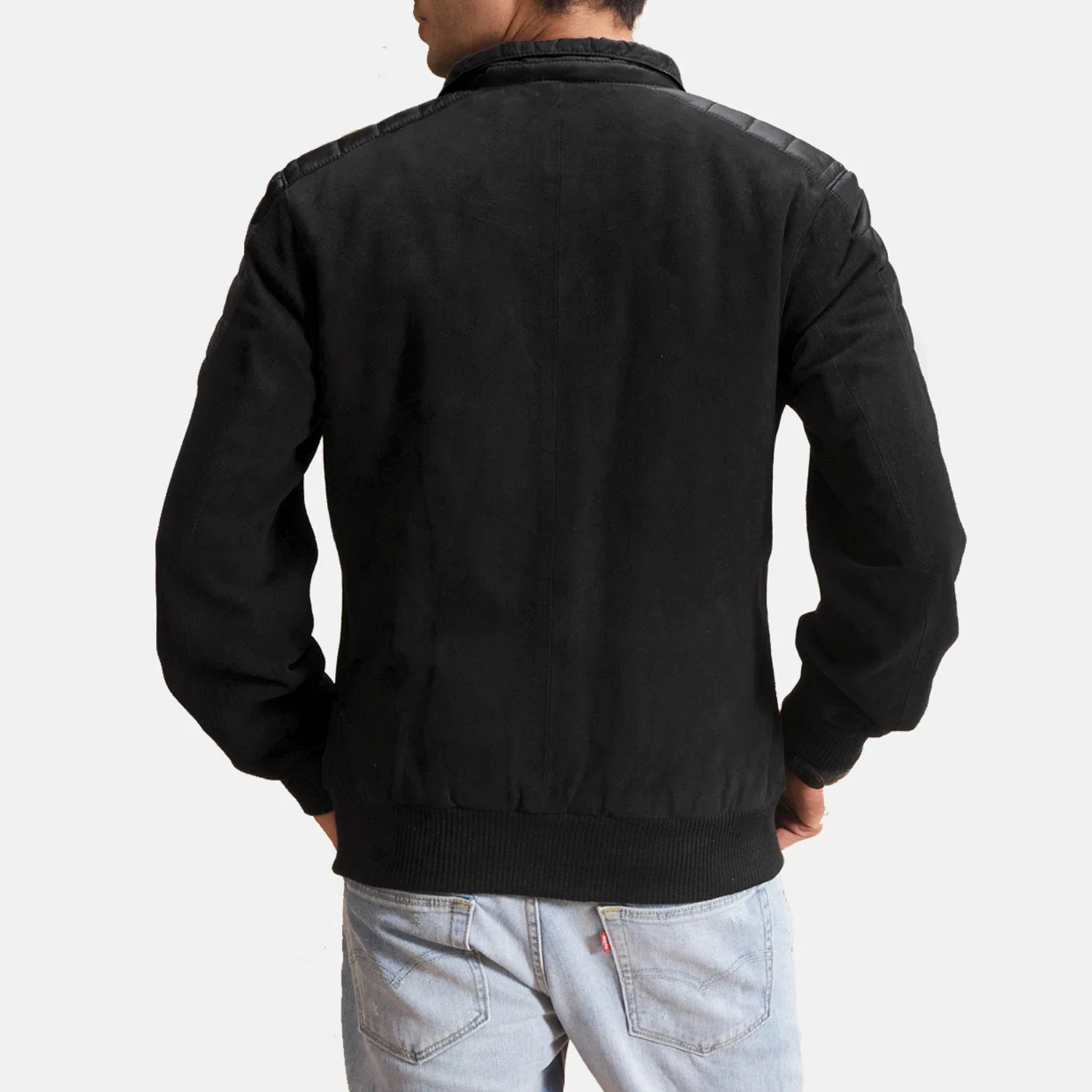 Mens Ethan Hybrid Suede Bomber Jacket