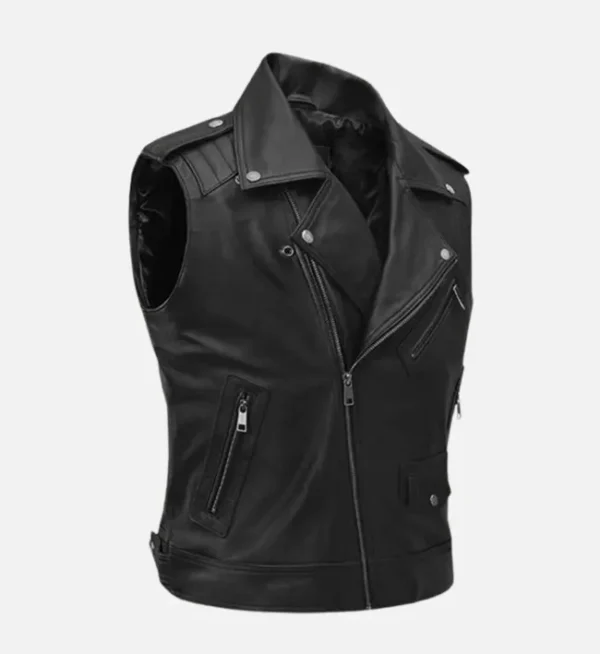 Men Road Sovereign Black Leather Vest