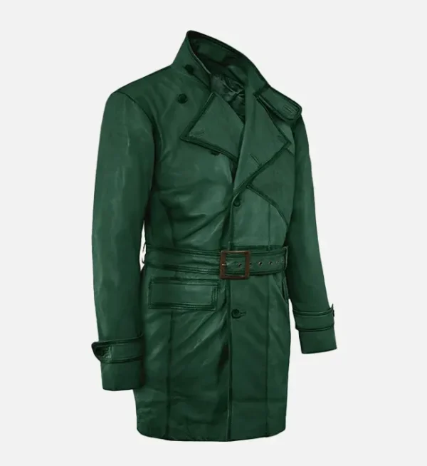 Men Royal Flying Green Burnished Leather Coat