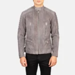 Men Damian Grey Suede Biker Jacket