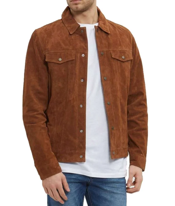 Mens Dicke Brown Seude Leather Jacket