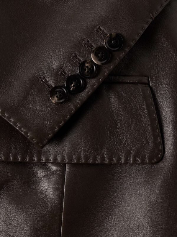 Mens Slim Fit Dark Brown Leather Blazer