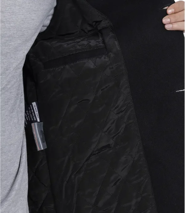 Mens Single Breasted Black Wool Coat