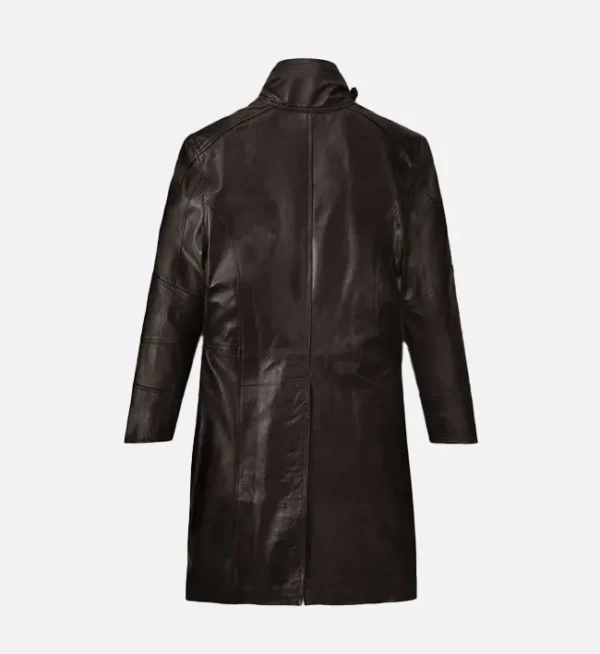 Men Dark Brown Leather Long Coat