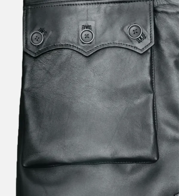 Mens Metallic Lurex Gray Leather Coat