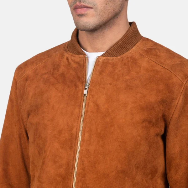 Men Blain Brown Suede Bomber Jacket