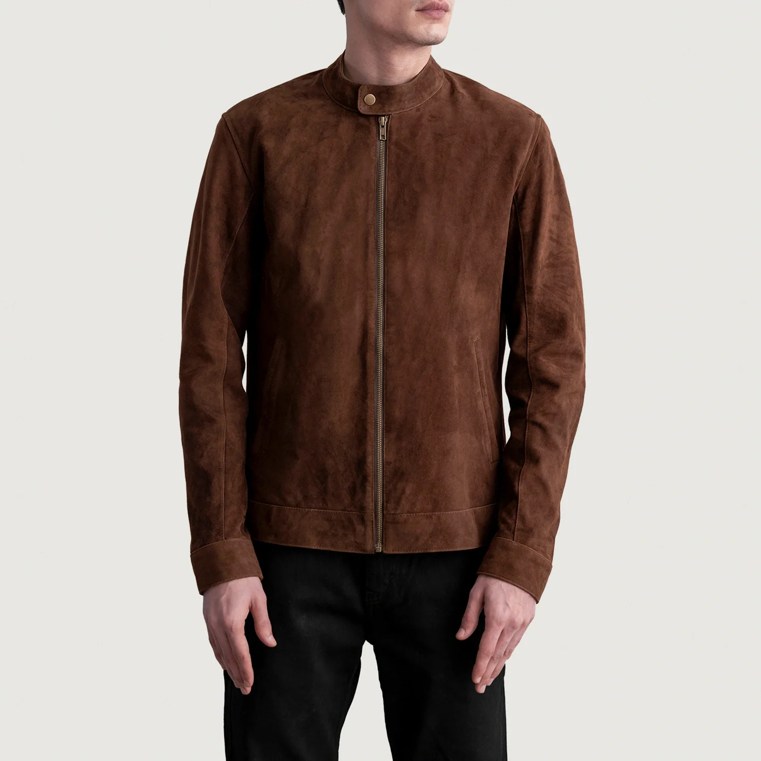 Men Zen Brown Suede Biker Jacket