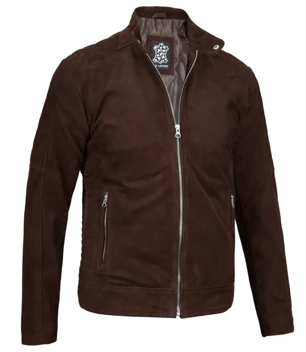 Men Classic Dark Brown Suede Jacket