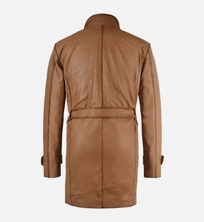 Men Royal Flying Tan Burnished Leather Coat