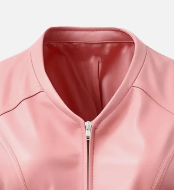 Women Baby Pink Leather Vest