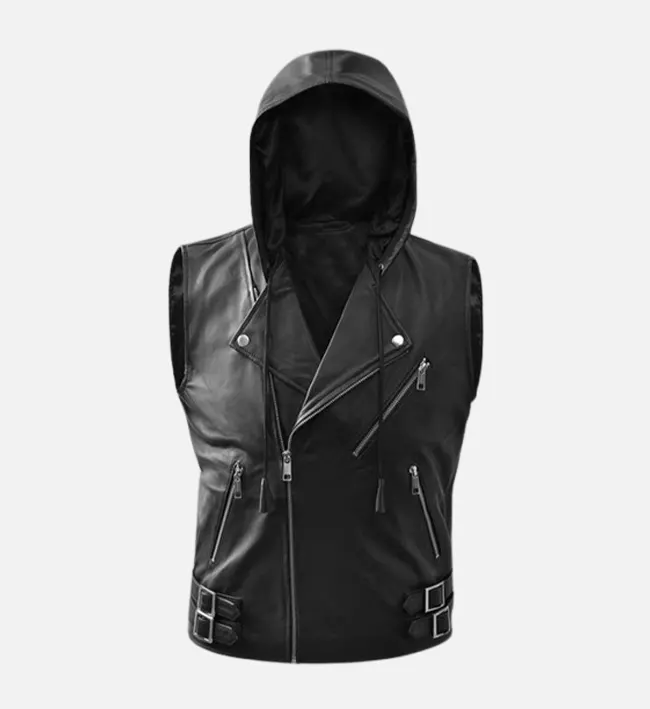 Men Black Pathfinder Biker Leather Vest