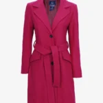 Womens Pink Wool Wrap Coat
